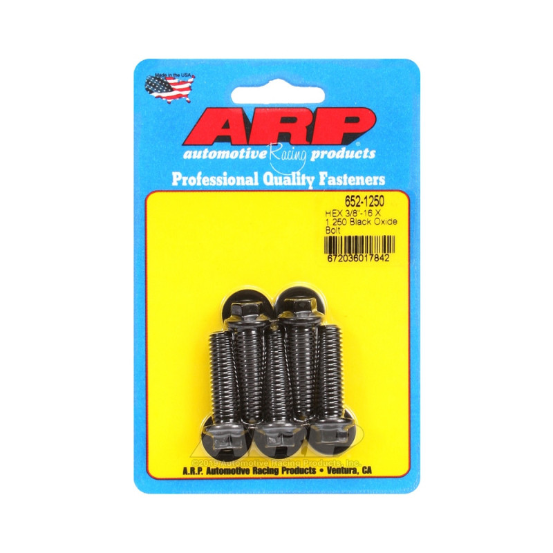 Șuruburi și piulițe universale ARP cu cap mic 3/8-16 – Hexagonale cu finisaj negru oxidat, set de 5 bucăți - ARP-652-1250 - 652-1250 - 3666618194653